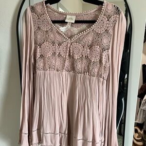Free People Vibe Pink Lace/crochet blouse or dress
